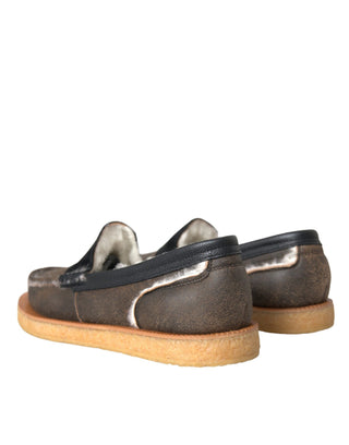 Mocasines marrones con piel negra para hombre  