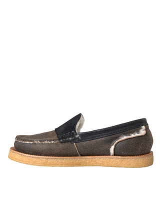 Mocasines marrones con piel negra para hombre  