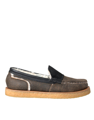 Mocasines marrones con piel negra para hombre  