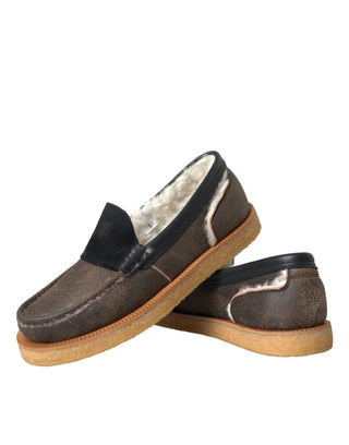 Mocasines marrones con piel negra para hombre  