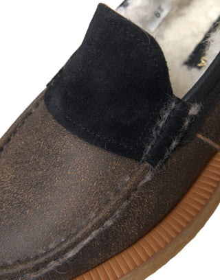 Mocasines marrones con piel negra para hombre  