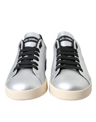 Zapatillas plateadas Portofino de cuero de becerro para hombre  