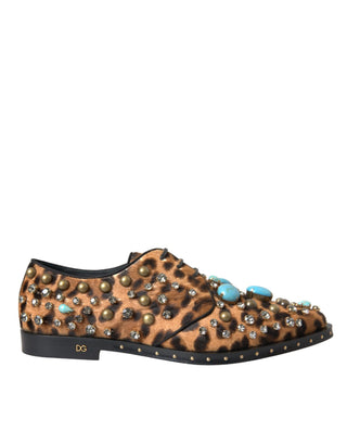 Braunes Leopardenhaar Kristallkleid Broque Schuhe