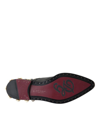 Zapatos brogue negros de cuero con perlas falsas  