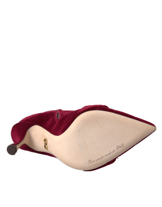 Dunkelrote Samt-Devotion-Schnallenstiefel