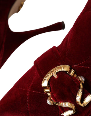 Dunkelrote Samt-Devotion-Schnallenstiefel