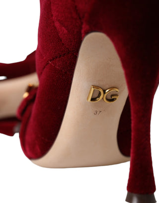 Dunkelrote Samt-Devotion-Schnallenstiefel