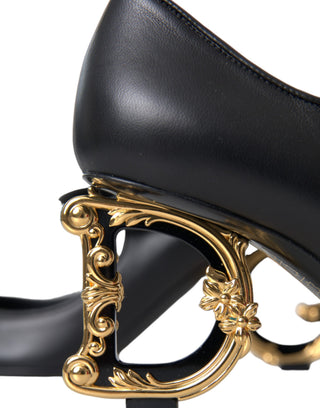 Zapatos de salón Mary Janes con tacones y logo en cuero negro