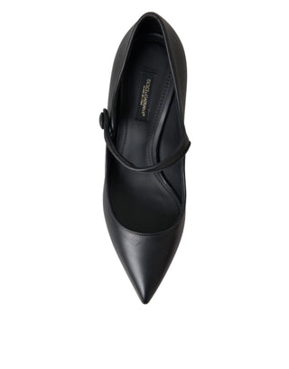 Zapatos de salón Mary Janes con tacones y logo en cuero negro