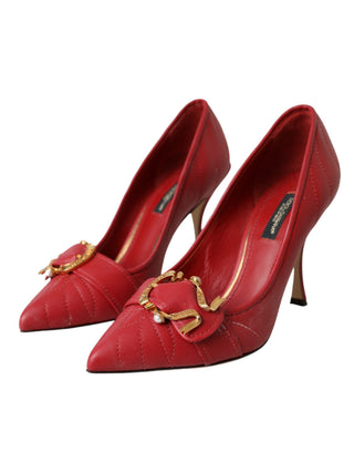 Zapatos de salón con tacones de cuero rojo Devotion