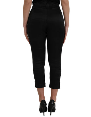 Pantalones capri negros de cintura alta y corte cropped