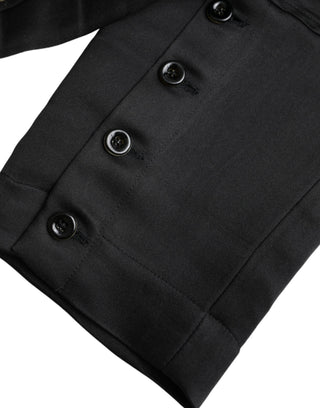 Pantalones capri negros de cintura alta y corte cropped