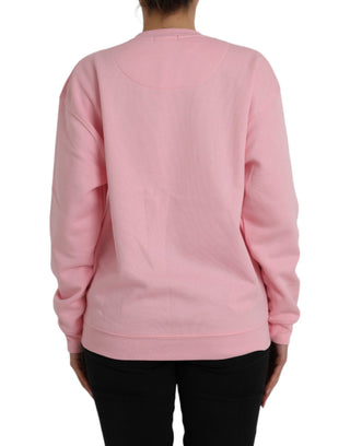 Suéter de algodón rosa con logo y mangas largas