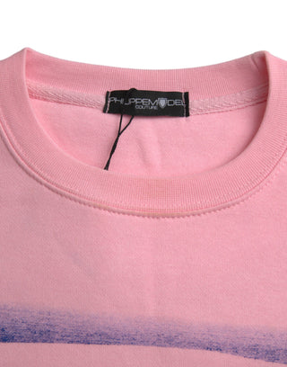 Suéter de algodón rosa con logo y mangas largas