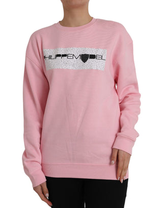 Pinker Baumwoll-Pullover mit Logo und langen Ärmeln