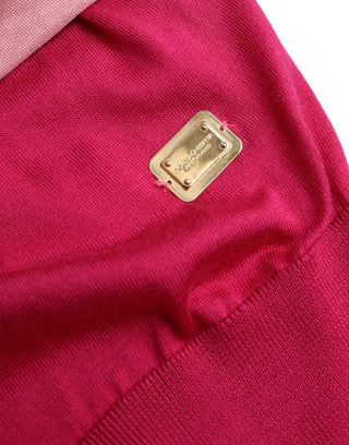 Rosa Kurzarm-Pullover mit Ascotkragen