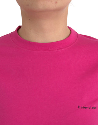 Camiseta rosa de algodón con cuello redondo y mangas cortas tipo tee top