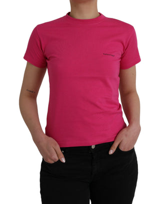 Camiseta rosa de algodón con cuello redondo y mangas cortas tipo tee