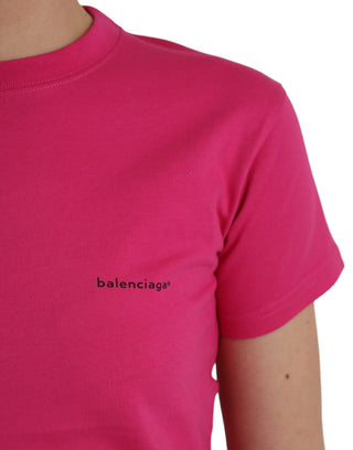 Camiseta rosa de algodón con cuello redondo y mangas cortas tipo tee