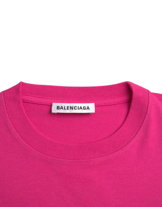 Camiseta rosa de algodón con cuello redondo y mangas cortas tipo tee