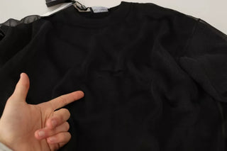 Schwarzer Logo Langarm-Sweater mit Rundhalsausschnitt