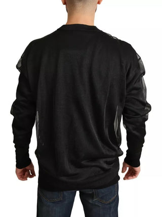 Schwarzer Logo Langarm-Sweater mit Rundhalsausschnitt