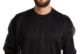 Schwarzer Logo Langarm-Sweater mit Rundhalsausschnitt