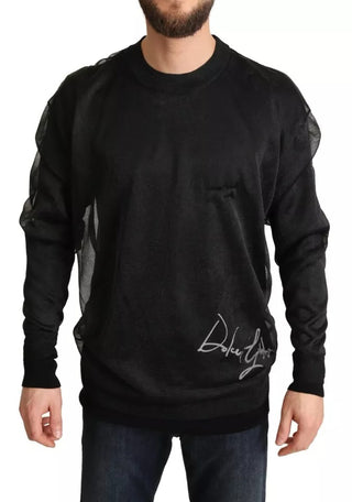 Schwarzer Logo Langarm-Sweater mit Rundhalsausschnitt