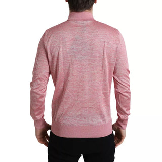 Suéter rosa de poliéster para hombre con cuello y tipo pulóver