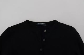 Black Button Down Slim Cardigan Wool Sweater