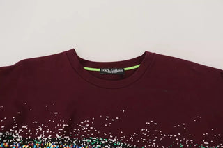 Camiseta burdeos de algodón con estampado D&G y cuello redondo
