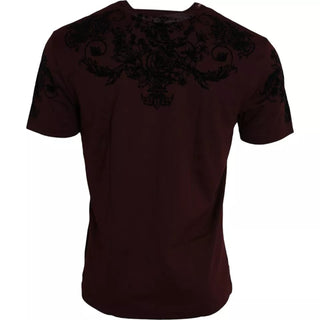 Camiseta de hombre burdeos DG Crown Floral con cuello redondo
