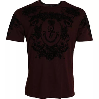 Camiseta de hombre burdeos DG Crown Floral con cuello redondo