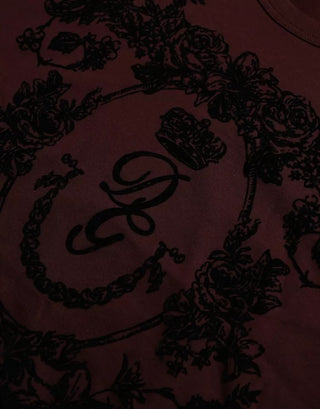 Camiseta de hombre burdeos DG Crown Floral con cuello redondo