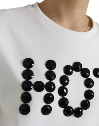 Camiseta blanca de algodón con top negro HOT Crystal