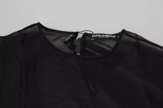 Schwarze transparente Mesh-Bluse, Pullover-Oberteil