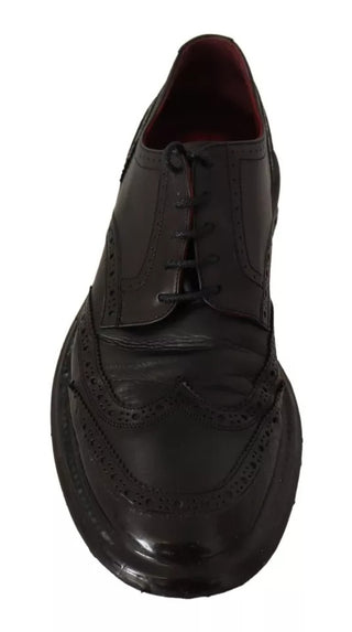 Zapatos Oxford de vestir brogue de cuero negro