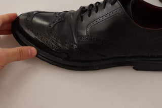 Zapatos Oxford de vestir brogue de cuero negro