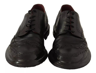 Zapatos Oxford de vestir brogue de cuero negro