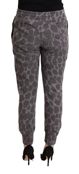 Graue Jogginghose mit Leopardenmuster