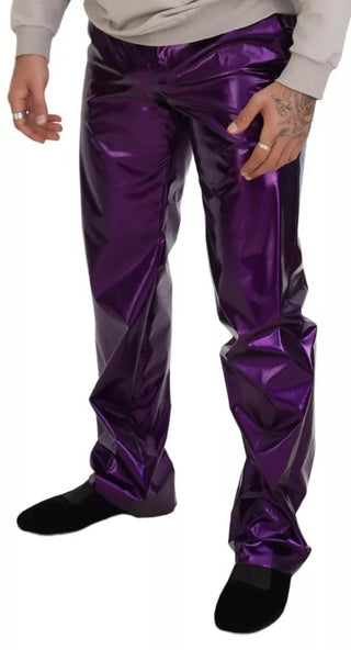Lila glänzende Freizeithose für Herren