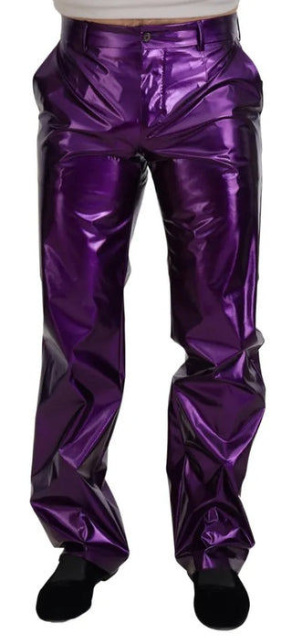 Lila glänzende Freizeithose für Herren
