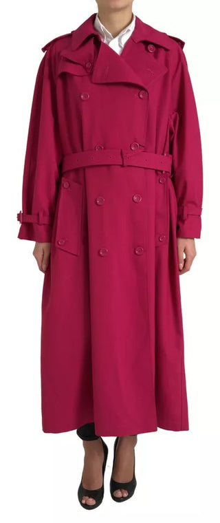 Dunkelrosa zweireihiger Trenchcoat