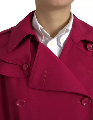 Dunkelrosa zweireihiger Trenchcoat