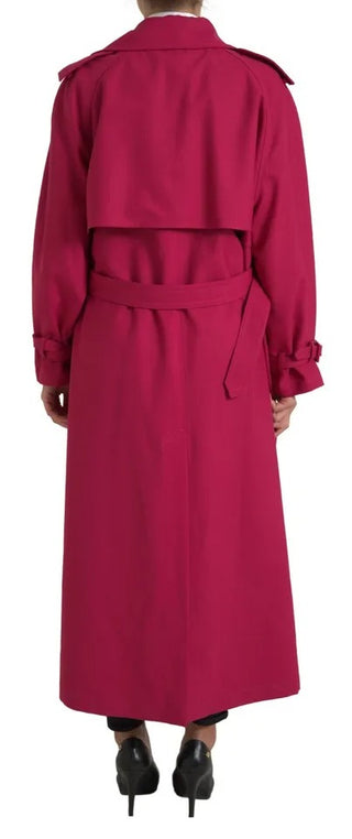 Dunkelrosa zweireihiger Trenchcoat
