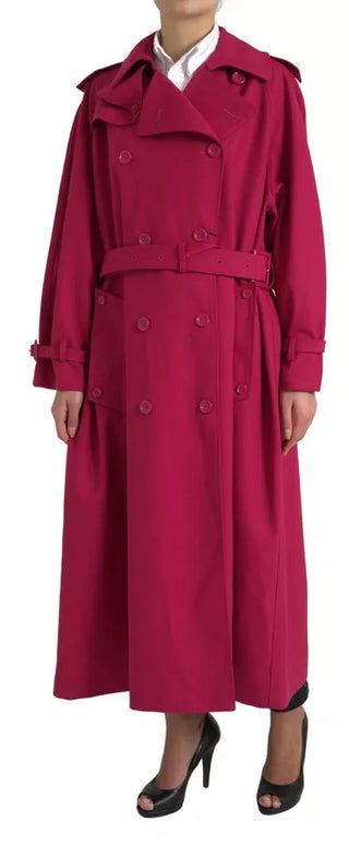 Dunkelrosa zweireihiger Trenchcoat