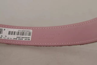 Cinturón rosa de jacquard bordado con hebilla metálica tono dorado