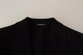 Schwarzer Woll-Slim-Fit-Mantel Jacke Blazer