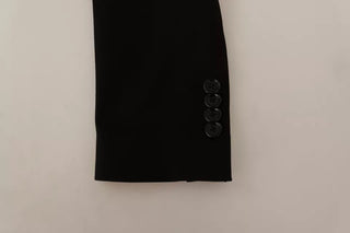 Schwarzer Woll-Slim-Fit-Mantel Jacke Blazer
