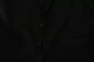 Black Wool Slim Fit Notch Jacket Blazer